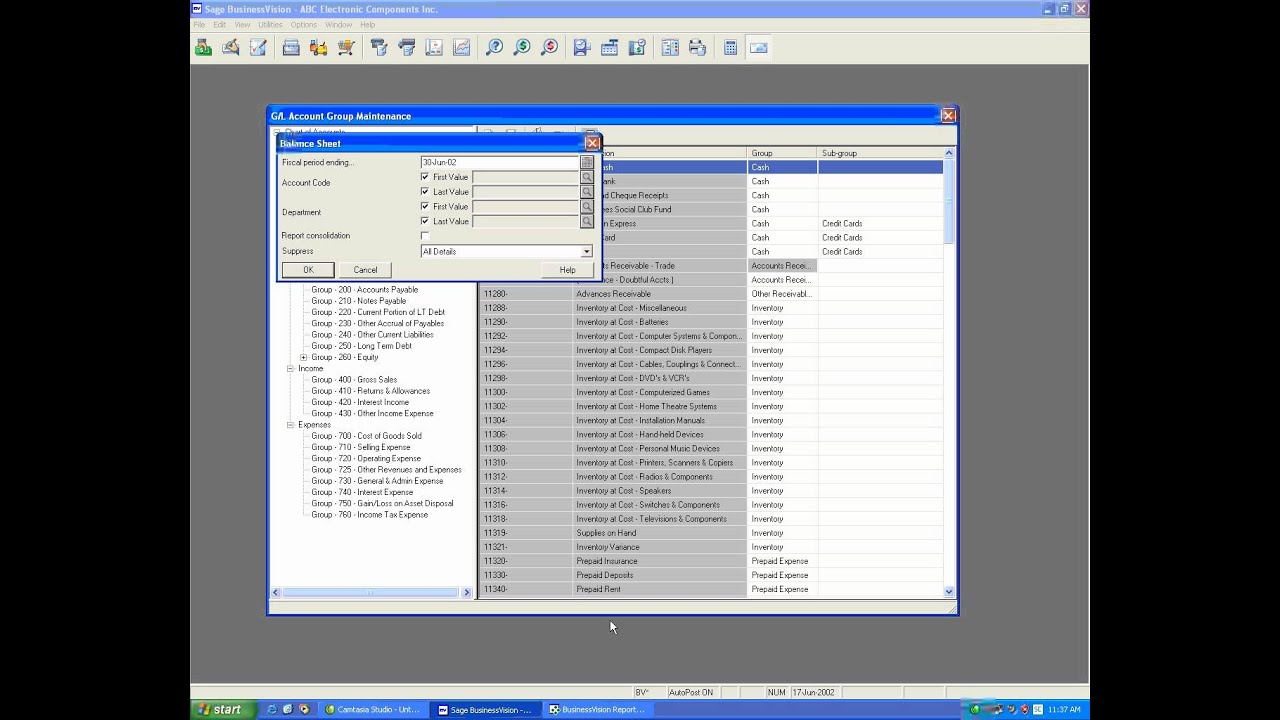 Peachtree Chart Of Accounts Sub Account