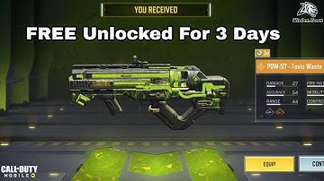 Unlocking FREE PDW-57-Toxic Waste For 3 Days | How to Equip | Gun Animation Cod Mobile