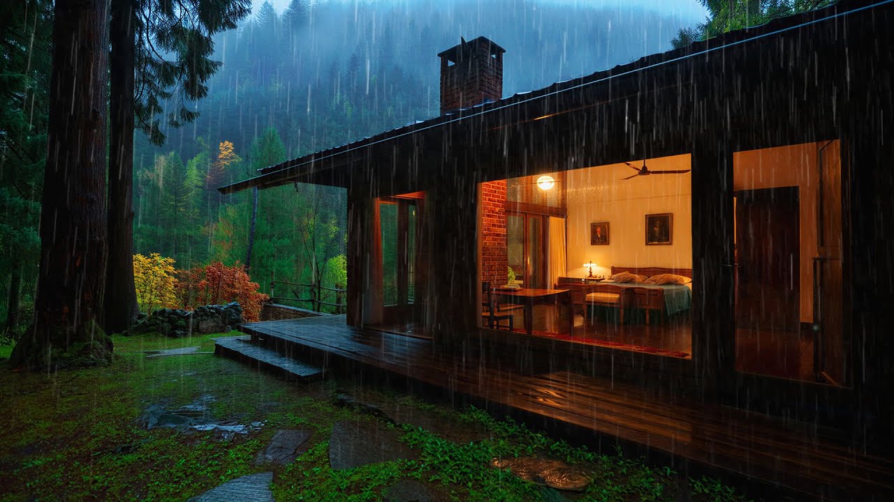 Goodbye Insomnia & Deep Sleep Less than 3 Minutes with Heavy Rain | ASMR Rain for Sleep & Relaxation