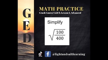 GED Math: Square Root of a Fraction (0.3, Adv, #26)