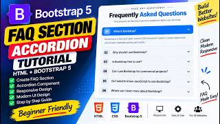 Bootstrap Accordion FAQ Tutorial 🔥 | Create FAQ Section using HTML + Bootstrap 5