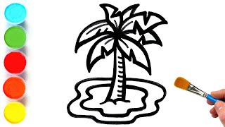 palm tree drawing painting and coloring for kids toddlers lets draw paint together