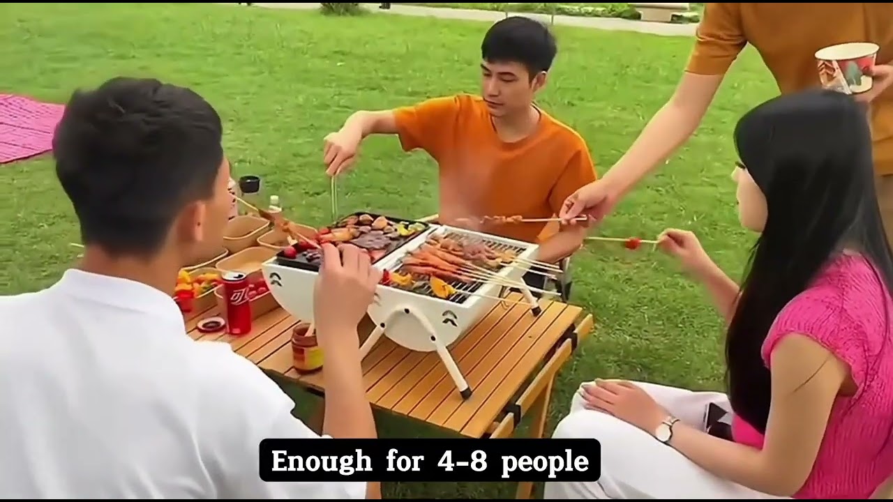 Portable Charcoal Bbq Grill Folding Set – Dual-purpose Smokeless.