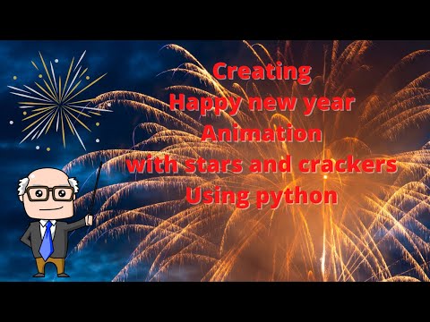 Creating new year animation with crackers and stars | Crackers animation using Python turtle