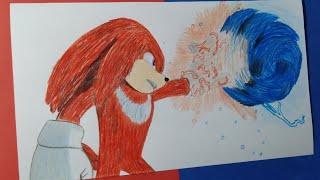Dibujando a Knuckles vs Sonic | Primera Pelea | Sonic 2  La película | Drawing Knuckles vs Sonic
