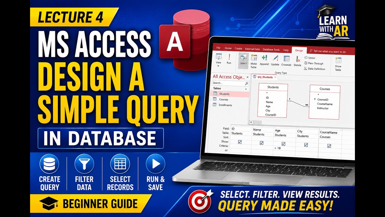 Simple Query Design Table MS Access Lecture 4 | Design a Simple Query - YouTube