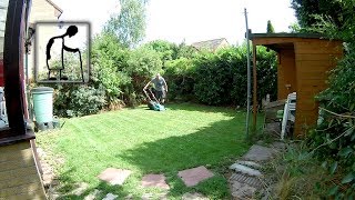Mowing the lawn backwards very fast