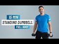 15 min standing dumbbell hiit workout  full body strength training at home
