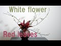 【生け花】白梅と紅い葉を花瓶【ikebana】White flowers and red leaves/白花和红叶/Fleurs blanches et feuilles rouges/Plum/梅花