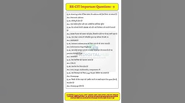RS-CIT Important Questions in Hindi #9 | RS-CIT Previous Year Questions | #rscitexamimportantpaper