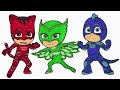 Герои в Масках Изменили Цвет Костюмов Раскраска Для Детей | PJ Masks Coloring