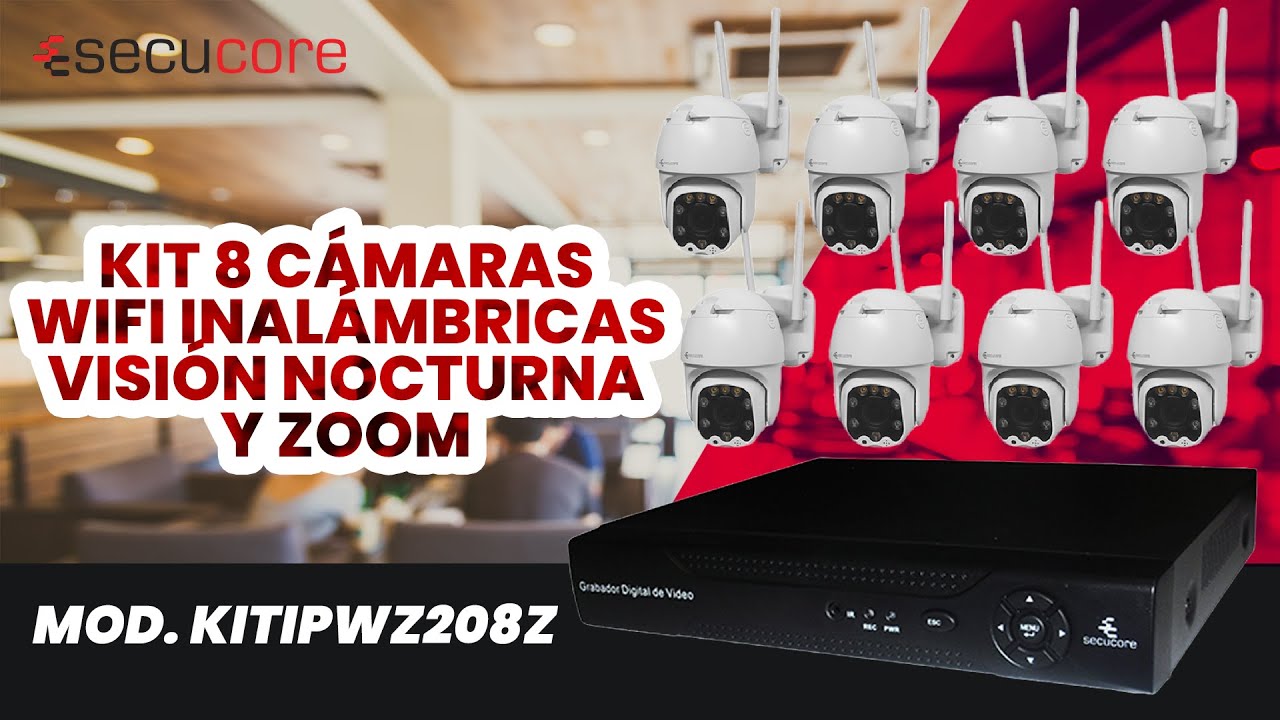 KIT CÁMARAS WIFI INALÁMBRICAS VISIÓN NOCTURNA SECUCORE MOD. KITIPWZ208Z - YouTube