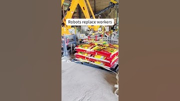 Industrial robots replace labor force #automobile #factory #industrialrobots #palletizer #machine