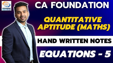 ICAI Module Exercise 2F (Q1 to 8) | Equations - 5 | CA Foundation QA | CA Parag Gupta