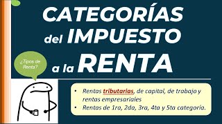 CATEGORÍAS DEL IMPUESTO A LA RENTA : Rentas de capital, de trabajo y empresariales