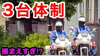 『白バイ3台』で一斉に取り締まり‼️ 捕まえすぎ⁉️　[サイレン 速度取り締まり 兵庫県警]