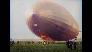 Flight of the Graf Zeppelin in 1928 in Color! [AI enhanced \& colorized]