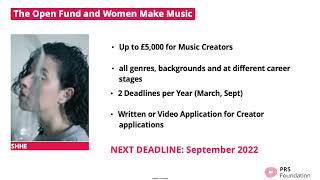 WD22: Funding - Creative Scotland + PRS Foundation (15 Minutes of Knowledge)