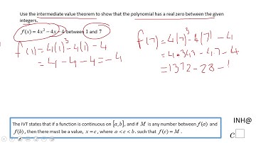 INH: Polynomial Functions: Intermediate Value Theorem #1