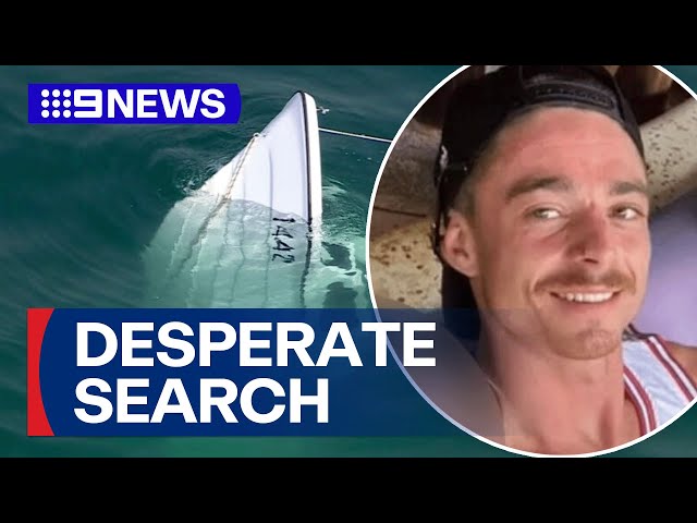 Desperate search for man after boat capsize | 9 News Australia