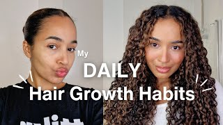 DAILY HAIR GROWTH HABITS - Do my hair treatments, fitness &amp; curly hair routine with me