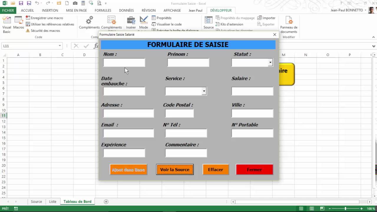 Excel VBA - Comment créer un Formulaire de Saisie (Module ...