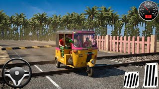 Tuk Tuk Auto Rickshaw 🛺 Driving vs Impossible Railway Crossing Track Map | BUSSID Gameplay  screenshot 2