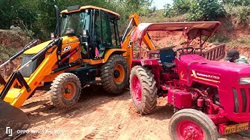 Jcb 3dx Plus Backhoe Machine Mahindra yuvo new sonalik John Deere tractor loading mud Over load