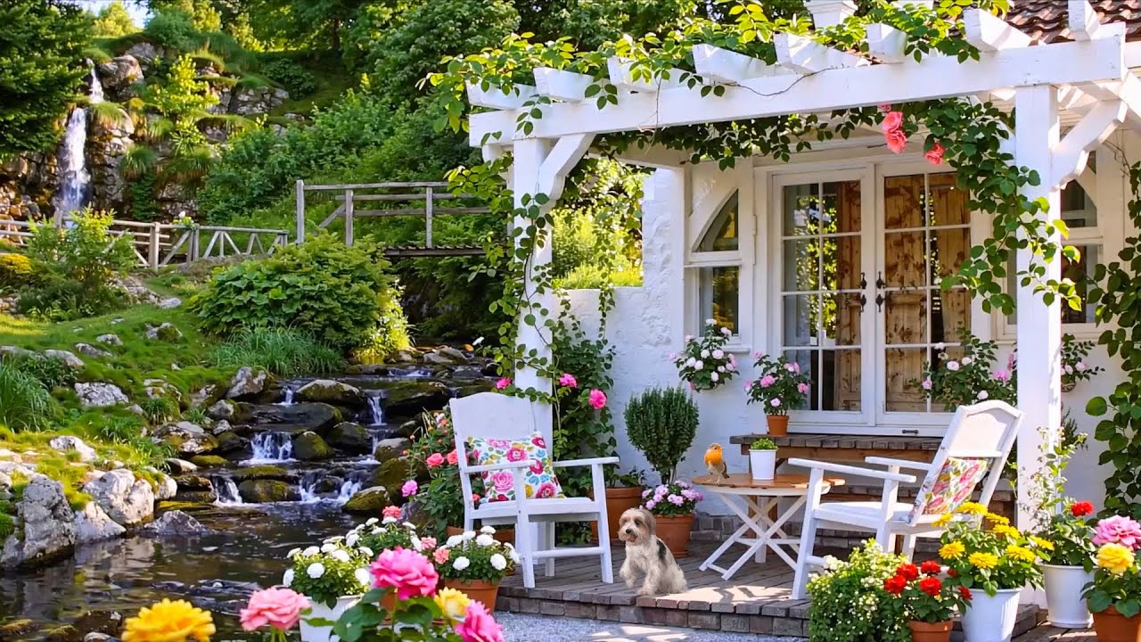 Cozy Spring Cottage Beside A Flowing Stream – Relaxing Meditation Music ...