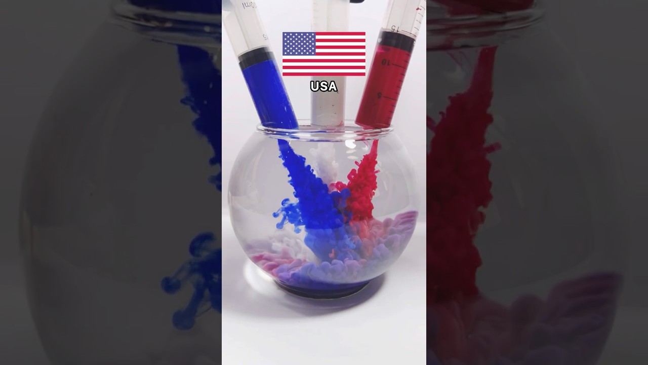 USA Color Mix in Water 🇺🇸 | Red, White & Blue Ink ASMR (Satisfying Short) 