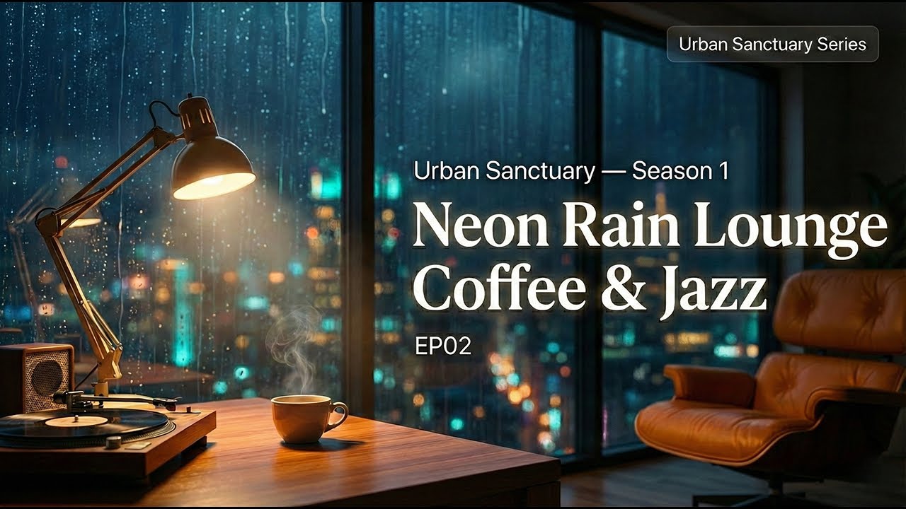 Urban Sanctuary — Neon Rain Lounge Coffee & Jazz ☕🌧️비 내리는 네온 라운지에서 커피와 재즈