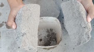 Soft dusty reused cement shape's dry smashing in small bucket screenshot 5