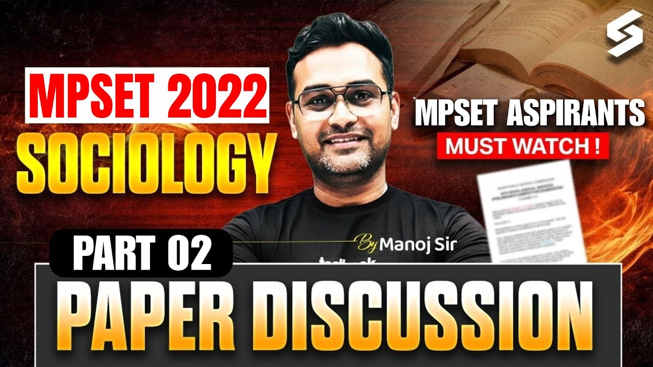 MP SET 2026 | MP SET Sociology Previous Year Question Paper(2022) | MP SET Sociology By Manoj Sir #2