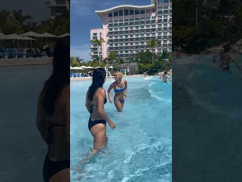 two different ways to get into the wave pool 😂