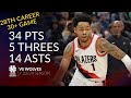 Anfernee simons drops 34 with careerhigh 14 assists vs wolves