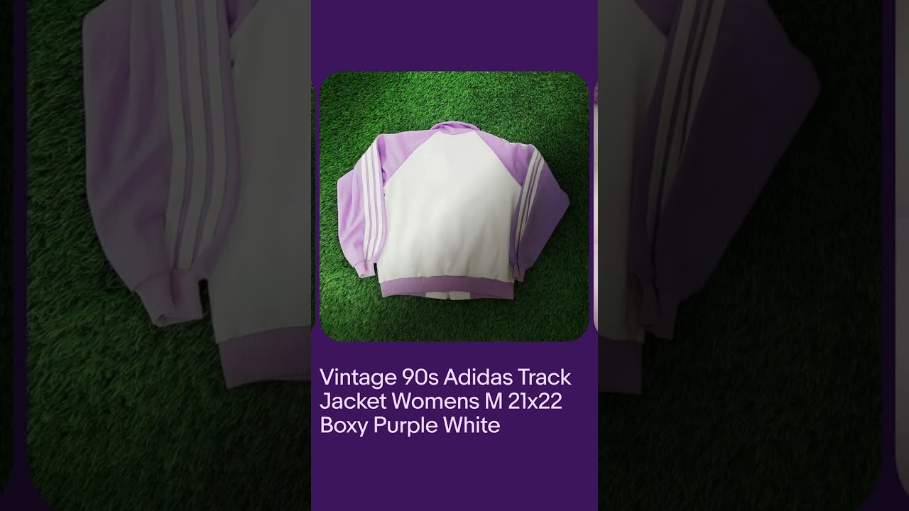 Vintage 90s Adidas Track Jacket | Women’s M 21x22 | Boxy Purple & White Retro Style