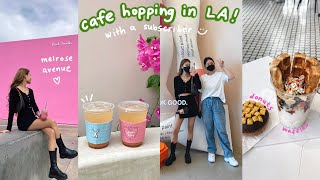 cafe hopping in LA with a subscriber  matcha, brunch, waffles, donuts, ice cream, hot dogs