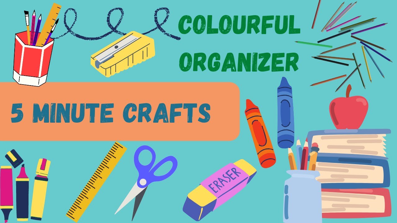 DIY Organizer Colourful Pencil Holder Popsicle sticks organizer