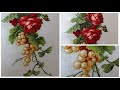 92. Красные розы с виноградом от Luca-S: завершение / Вышивка крестиком