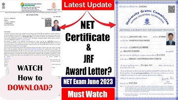 😍 Big Update on net certificate and jrf award letter of net exam June 2023 🙋‍♂️ How to Download?