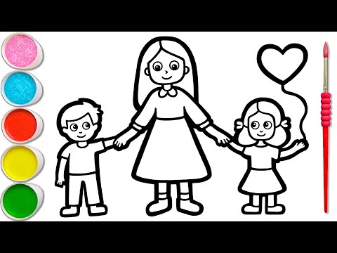 Çocuklar için Anneler Günü Resmi Çizimi ve Boyaması | Gelin Birlikte Boyayalım #172
