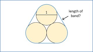 Length of an elastic band around 3 circles