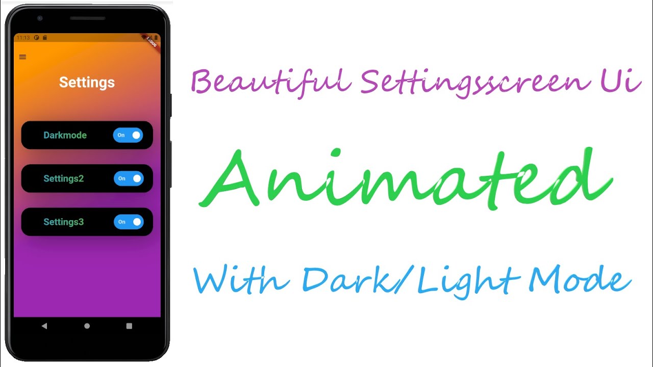 Flutter Settings Screen Ui Tutorial- Animated - Dark/Light Mode - YouTube