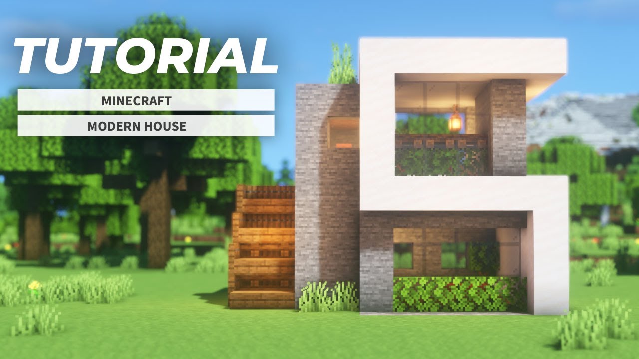 Minecraft: Small Modern House Tutorial🏠 | 簡単！石で作る小さなモダンハウスの作り方(現代建築 ...