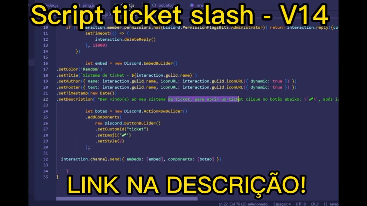 Comando de ticket slash - V14 Discord.js - YouTube