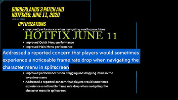 Borderlands 3 Hotfix Update for Split screen Performance issue June 11 2020