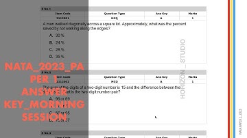 NATA PAPER 2023 // ACTUAL QUESTION PAPER_YEAR 2023 // ANSWER KEY_PAPER 1_MORNING #NATA #nata2023