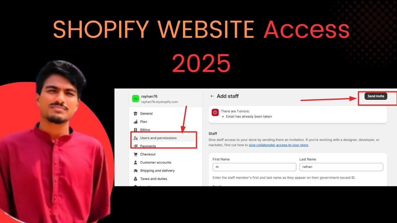How to Give Shopify Store Access to Staff 2025|| SHOPIFY WEBSITE Access ...