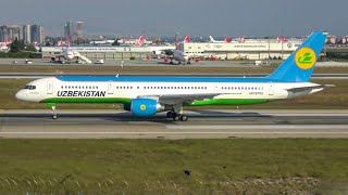 (4K) Uzbekistan Airways 757-200 landing, taxi, and take off at Istanbul Atatürk airport
