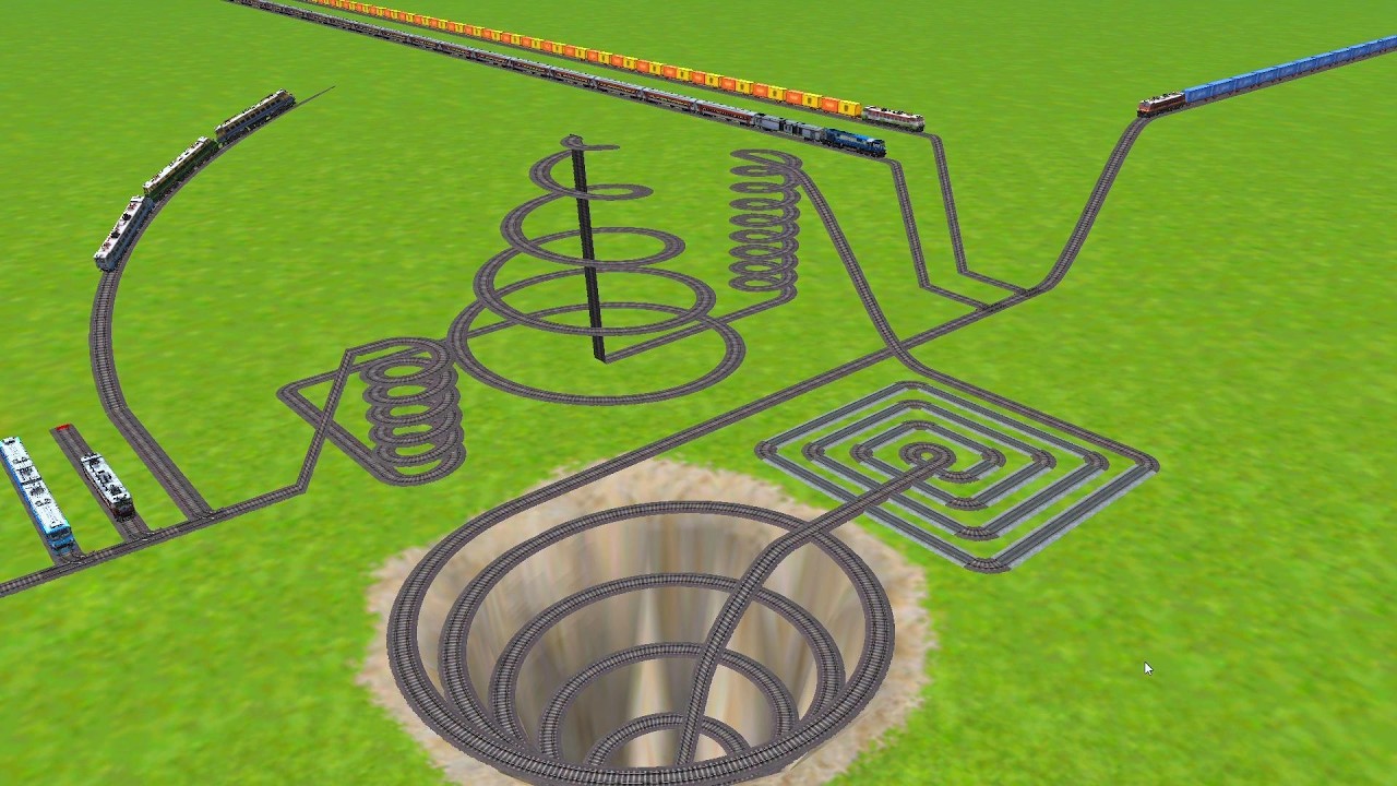 All Realistic Express Running At Round Circle Railroad track Zig Zag Tracks || train wold4 